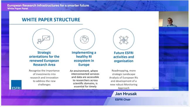 ESFRI_eu's tweet photo. @ESFRI_eu Chair @Jan_Hrusak on #ESFRI White Paper scope/structure/main messages: #ResearchInfrastructures as main pillar of ERA, as strategic investments, as knowledge hubs, promoting #OpenScience &amp;coherence across national/regions/EU #SmarterFutureEU_Ris https://t.co/NcbaVZILe2 https://t.co/zzeZiO65g8