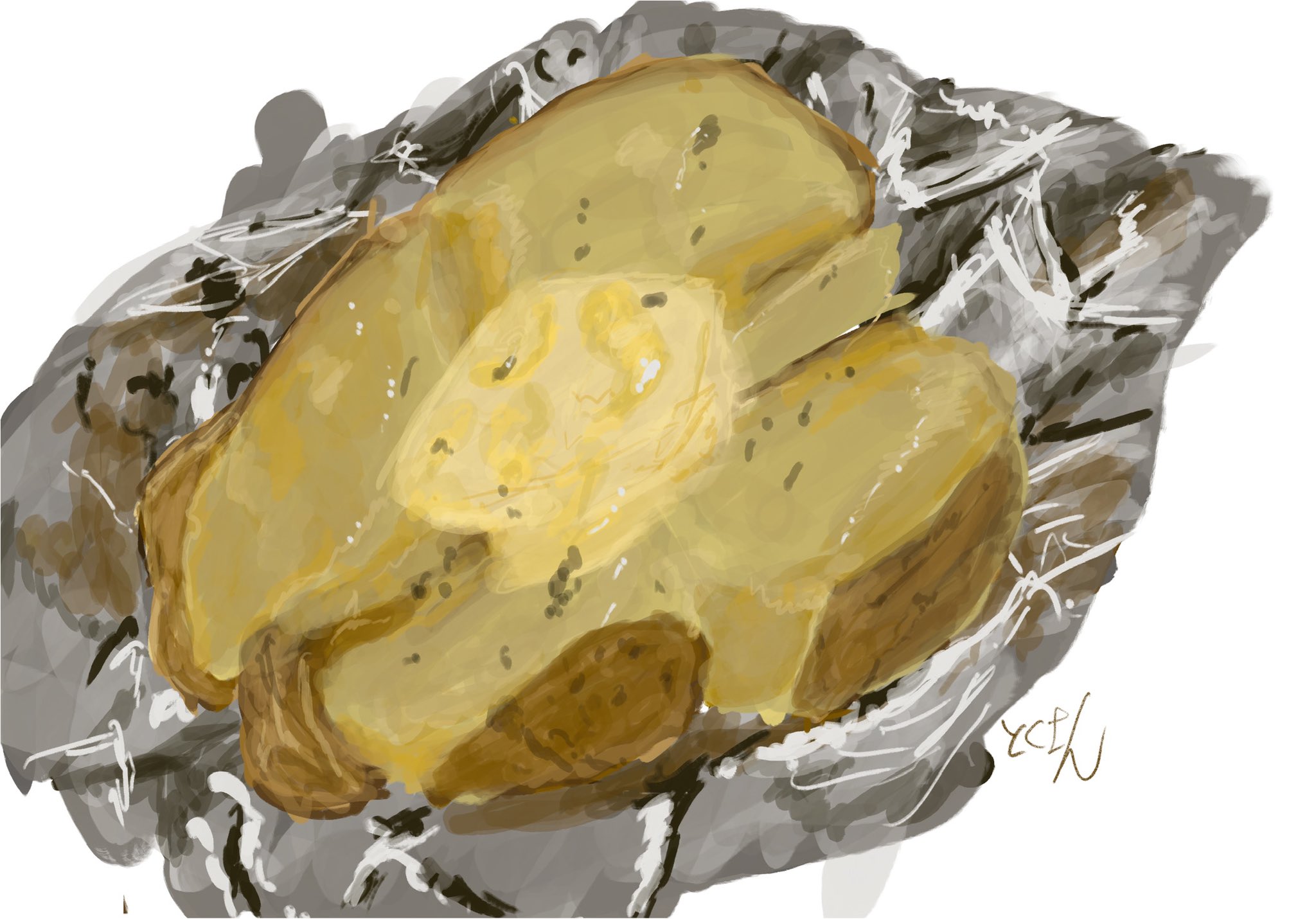 とくさん じゃがバターを描きました イラスト好きな人と繋がりたい 絵描きさんと繋がりたい Adobefresco イラスト お絵描き Illustration 食べ物イラスト じゃがバター T Co Cso2xjyroy Twitter