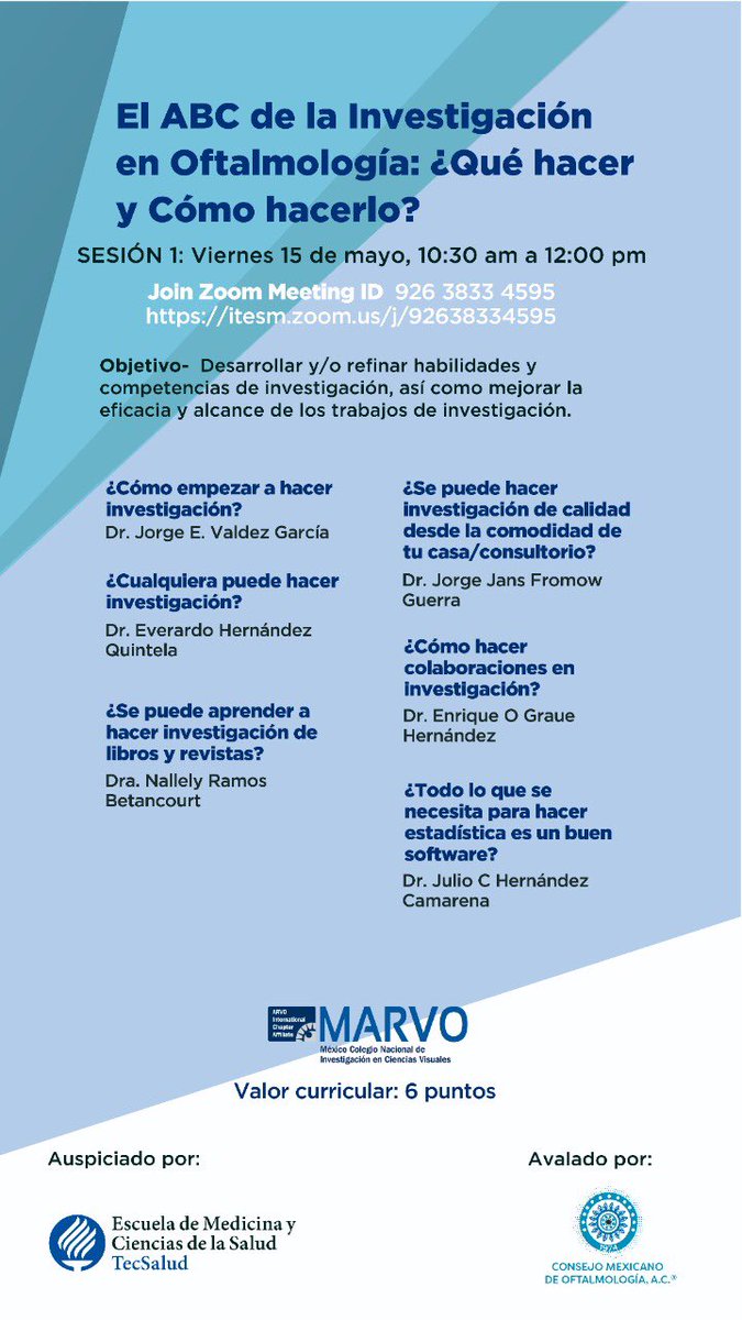 eyegeek's tweet photo. #ARVO2020 #international Chapter Affiliate-Mexico- #educational #activities  #teaching #webinars https://t.co/u5Qi6gq592