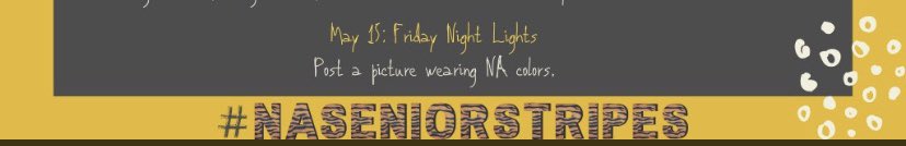 It’s a very exciting day in North Allegheny!! Make sure to wear your black and gold and share your NA spirit! Tonight our Senior Dance Party will held between 7 pm - 8 pm (check your email for details on how to access) and we will “Light Up” NA tonight at 8:20 pm to celebrate!