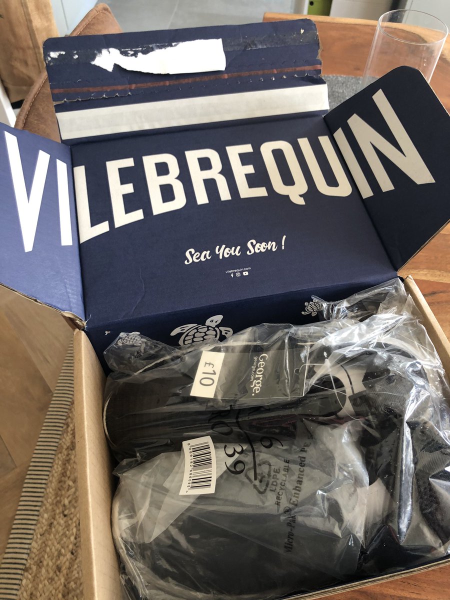 ddubs87's tweet photo. @Vilebrequin Was excited about receiving a £200 pair of trunks but instead received a £10 pair of shoes from Asda...that’s a first! Box clearly cut open and then secured with parcel tape! Delivery also claims I signed for it, which I didn’t! #theft #nothappy #whatajoke https://t.co/BJ4wDbAQUk
