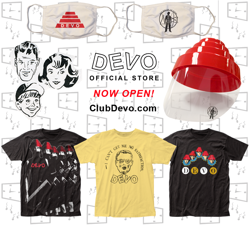 DEVO's tweet photo. Newly launched Official DEVO Online Store OPEN NOW! Personal Protection Equipment &amp; more! https://t.co/UEx2olS2wq https://t.co/it6aK3fmLg