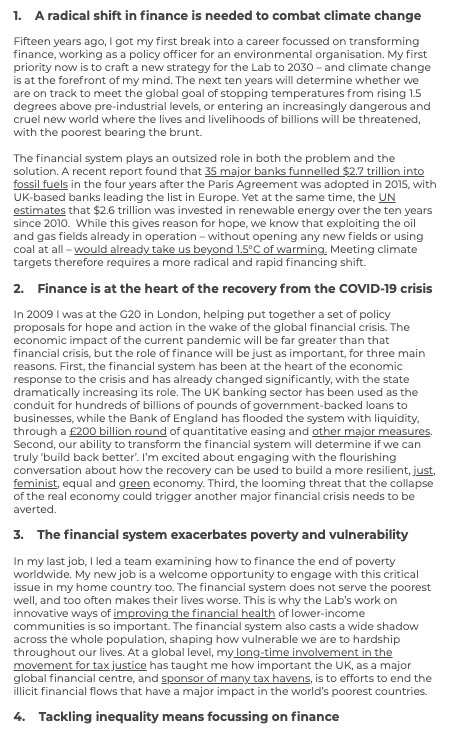 JesseLGriffiths's tweet photo. 4 reasons why transforming finance more important than ever:
1.    Combat climate change
2.    Recover from COVID19 crisis
3.    Tackle poverty and vulnerability
4.    Deal with inequality 

My first blog for my new org - thanks for RTs!
https://t.co/zISJwbADrY https://t.co/MfIm8BAm2y