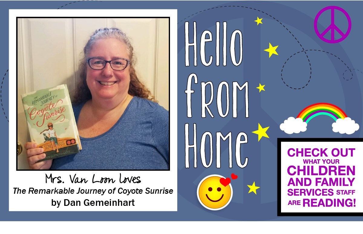 NENPL's tweet photo. Our Children's Librarians say #HelloFromHome & have reading ideas for you!
Mrs. Van Loon @pvlbooks_lbms recommends "The Remarkable Journey of Coyote Sunrise,” by Dan Gemeinhart. @DanGemeinhart
Get it here https://t.co/XaaUHJTvTl with your #NENPL card.
#Northport #EastNorthport https://t.co/iZLa69mQB6