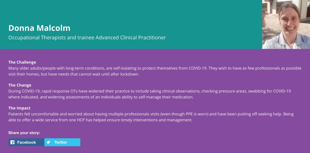 theRCOT's tweet photo. Rapid response occupational therapists are widening their practice to reduce the number of home visits to older people self-isolating but still ensure they receive the care they need.
How’s your practice changed during #COVID19? Add your story here: https://t.co/POvAs2LP7k https://t.co/vUIfC0b0J2
