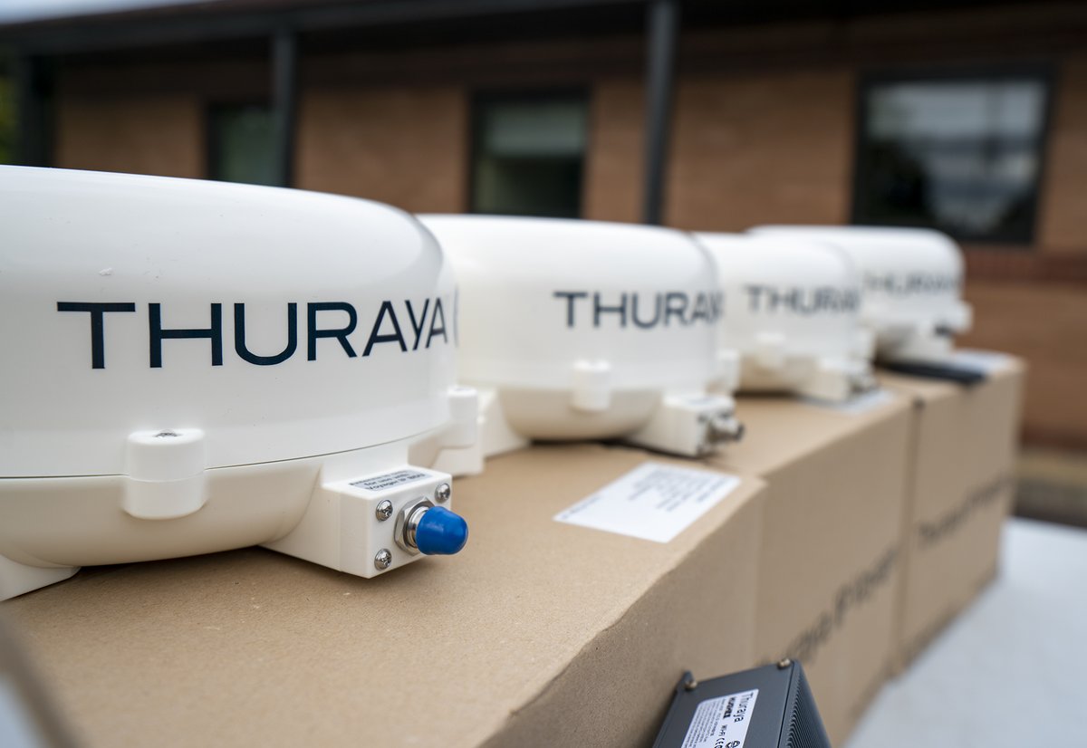 grcltd's tweet photo. Tested and ready to move, literally! Heading to a customer after small low-cost #satellite #connectivity on the go these @ThurayaTelecom IP Voyager are simple but effective. 2.4 kg, magnetic mount for easy install, plug and play features and up to 444kbps on the move. Sorted👍 https://t.co/VbWAvE3YB8