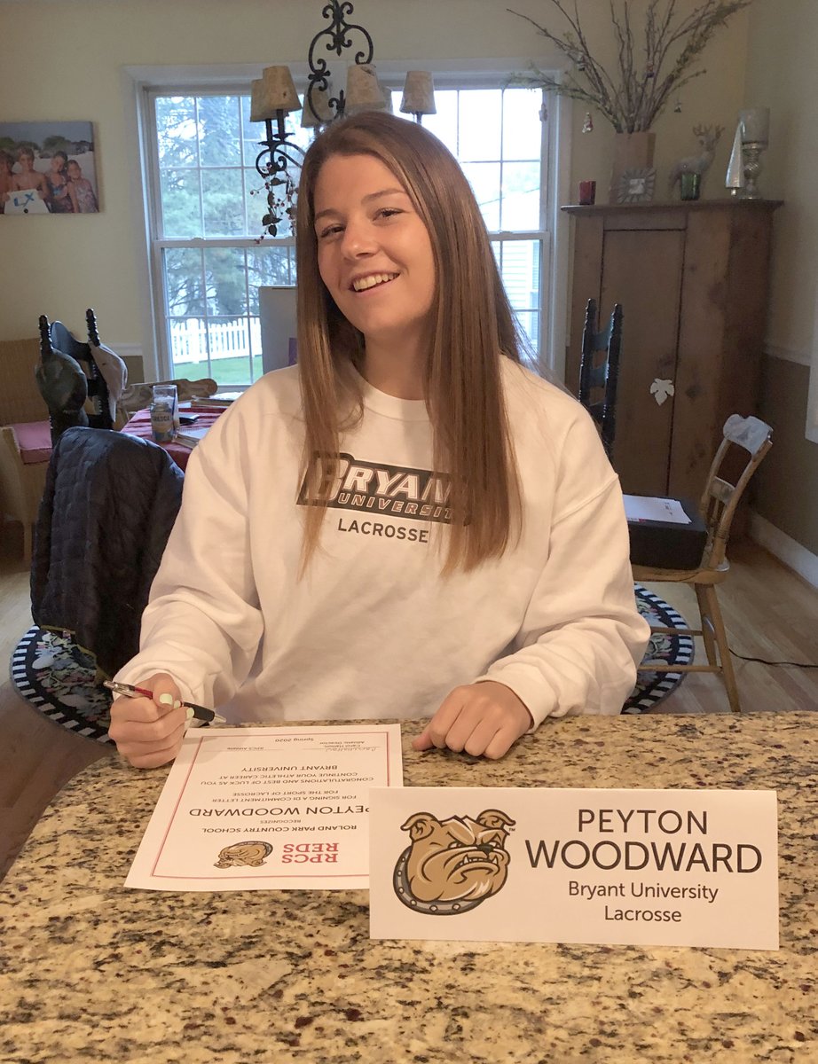 RPCSathletics's tweet photo. Congratulations to Peyton Woodward on her commitment to @BryantWLax! #nextlevelREDS https://t.co/WC1lLqXkLX