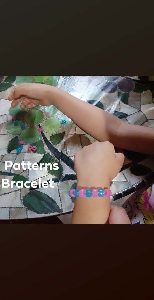 EarlyMcferran's tweet photo. This Ss practiced patterns by creating a beautiful bracelet and also created her own puzzle. @JCPSEARLY https://t.co/kOKxWBHPd5