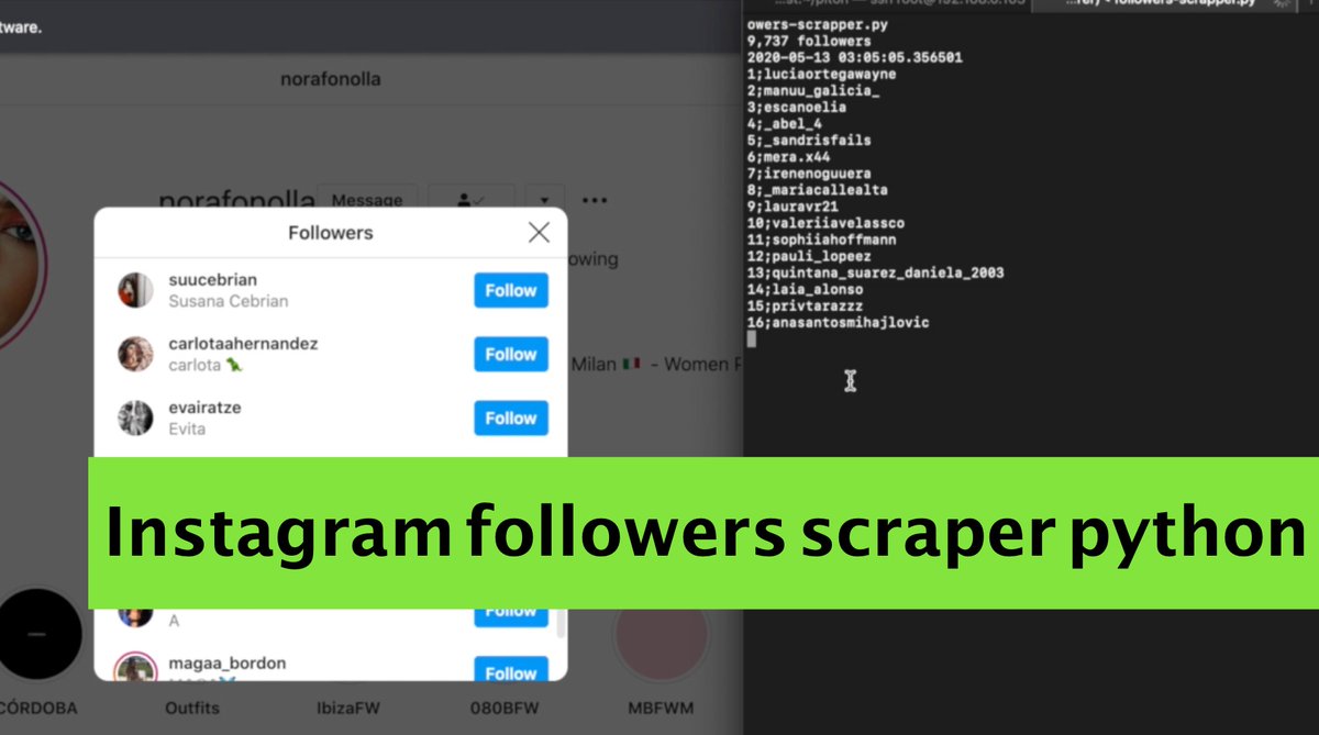 chakabiz's tweet photo. https://t.co/8wosyfOgcR
Get Instagram Followers list. How can I scrape instagram followers? Instagram Followers scraper python
#instagram #python #followers https://t.co/bc5xrIRDAG