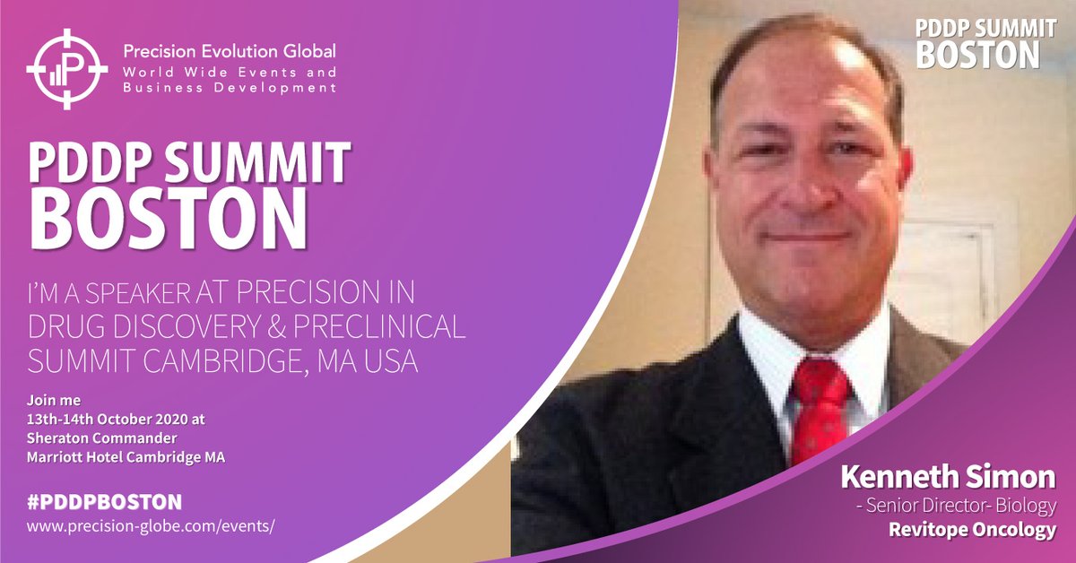 PrecisionEvolu1's tweet photo. Precision Evolution Global is proud to have life long Cancer researcher, @KenSimonn , Senior Director - Biology from Revitope Oncology speak at our Precision in Drug Discovery & Preclinical Summit on Oct 13th-14th.
#PDDP #FlattenTheCurve #PrecisionEvents #Cancer https://t.co/8BCY4UK5kL