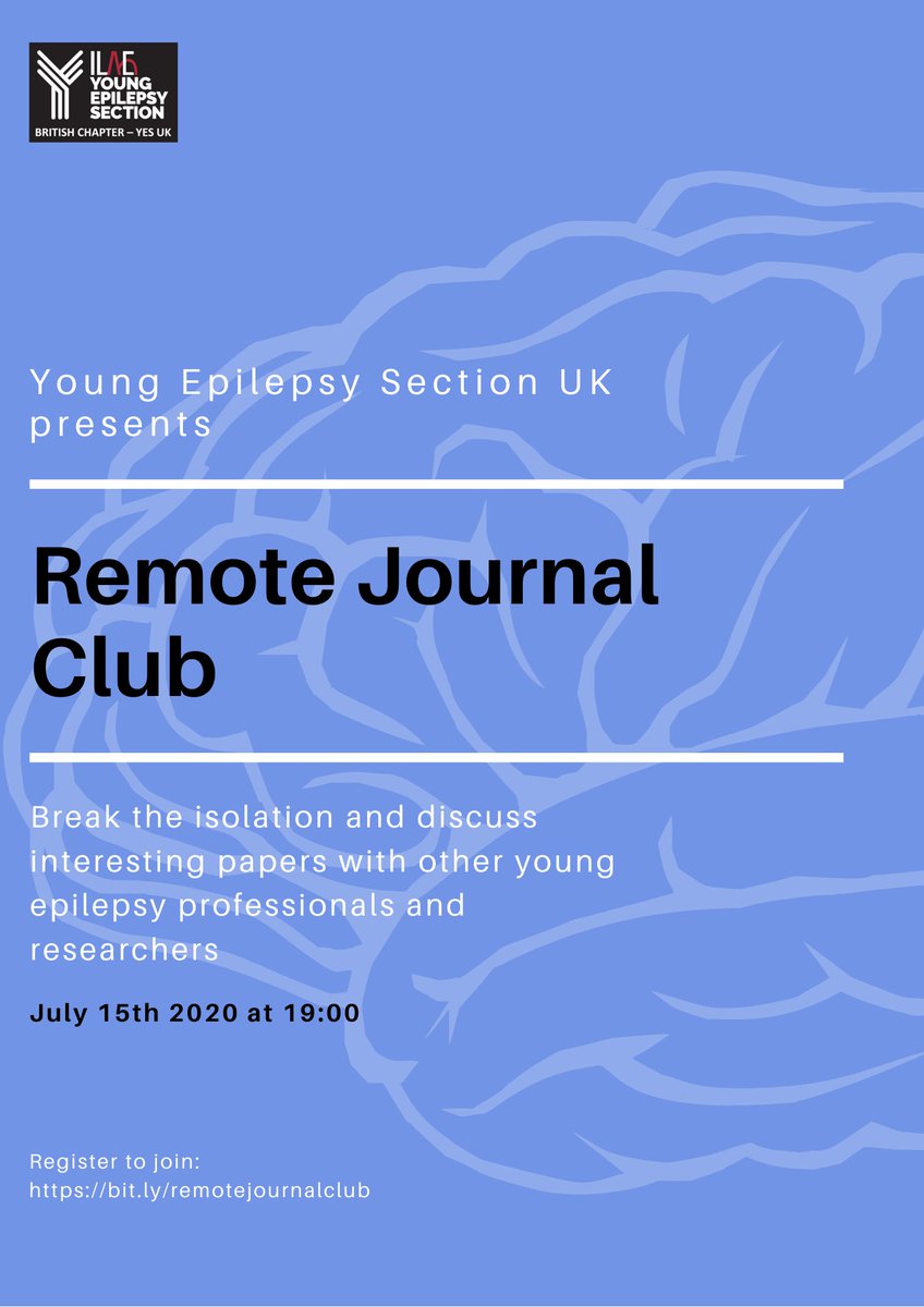 yesILAE's tweet photo. To provide some relief from the current crisis YES-UK would like to announce our first Remote Journal Club To join click the link https://t.co/nkE1TnyotC
Choose your preferred paper and we will announce the chosen paper a month before the event. Check out the list of papers 1/7 https://t.co/IcljO1iaJ6