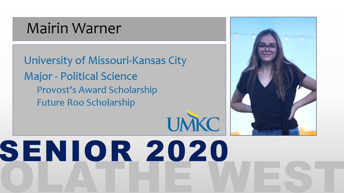OWSeniorSigning's tweet photo. Congratulations to Mairin Warner who has earned the Provost's and Future Roo Scholarships to attend the University of Missouri-Kansas City!  Mairin will major in Political Science at UMKC.  #owseniorsigning #RooUp https://t.co/s1aP8OZOA9