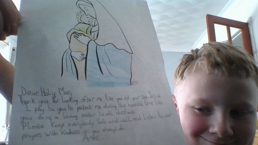 sjvblackpool's tweet photo. In the month of May we remember Our Mother Mary.  This week for our RE task, Year 3 have been writing prayers of thanks to Mary. Here are just two of the lovely prayers we received. #SJVClass3M #SJVClass3H #SJVRE https://t.co/3Nk9cZNXFH
