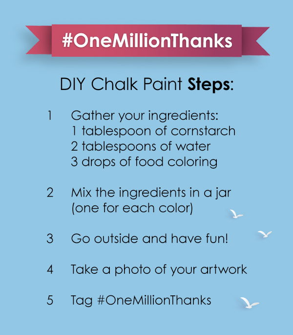 Send a colorful thank-you to healthcare workers with #DIY #sidewalkchalkpaint. Share your work of art with #OneMillionThanks to join us in this creative show of appreciation. Visit social.la-z-boy.com/jr2W for more ideas.