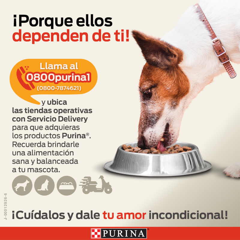 Llama al 0800-7874621 y ubica las tiendas operativas con Delivery para que puedas adquirir los productos PURINA®