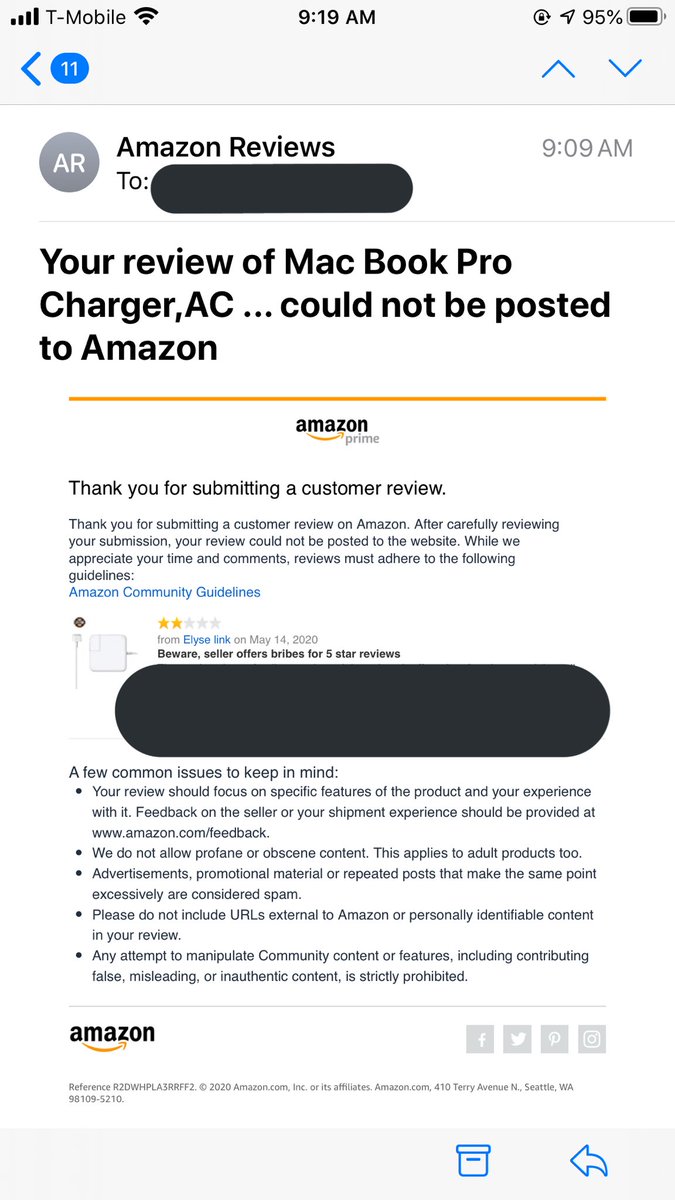 elyselink's tweet photo. @amazon let’s sellers bribe their customers for 5 star reviews and won’t let you warn other customers. @AmazonHelp 1. why aren’t you doing more to stop this? 2. Why are you silencing us from warning others? https://t.co/3ha2ThOb0e