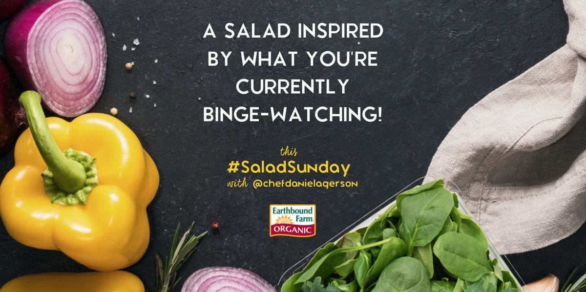 earthboundfarm's tweet photo. Join us this #SaladSunday at 4pm PST on IGTV as our friend, Chef Daniela Gerson, will be making a salad version of someone’s favorite TV series binge. YUP! Will it be your favorite?

#EarthboundFarm #SaladMonth #RecipeOfTheDay #FoodToLiveBy https://t.co/OSS1Umd4Dp