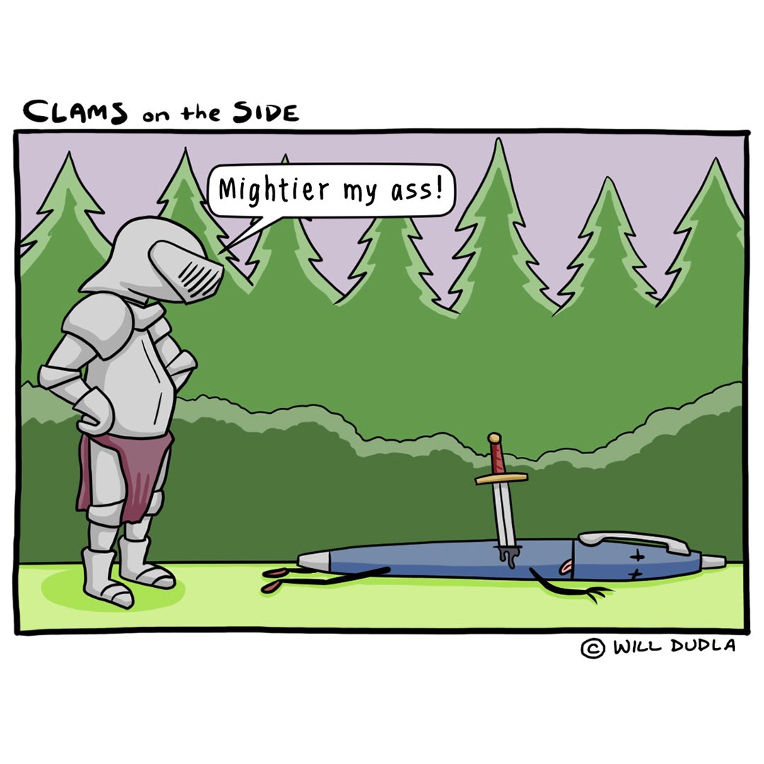 clamsontheside's tweet photo. Main Event
#clamsontheside #comedy #comics #webcomics #comicstrip #mightypen #mightysword #penvssword https://t.co/xvKOaRdiKQ