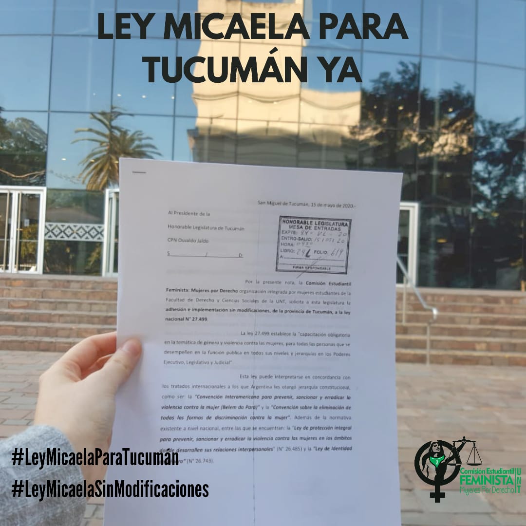 cef_derechount's tweet photo. 📣 Hoy presentamos en la Legislatura de Tucumán una nota solicitando la adhesión sin modificaciones de la Ley Micaela. 
#LeyMicaelaParaTucuman 
#LeyMicaelaSinModificaciones https://t.co/jU3i0foFxE