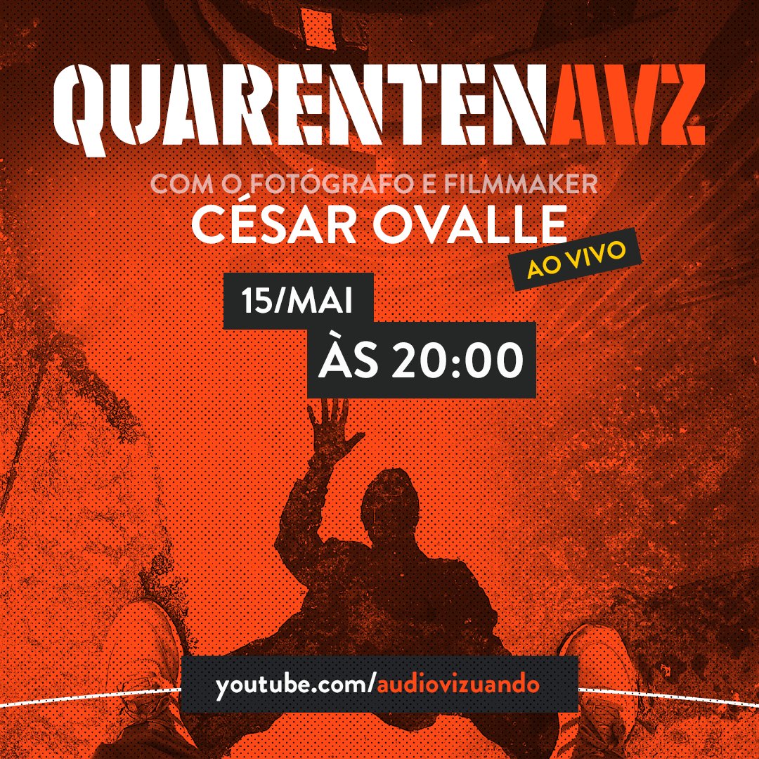 Na live desta SEXTOSA vamos trocar aquela ideia com o MESTRE César Ovalle ( <a href="/cesinha/">César Ovalle</a> ).

15 de Maio, às 20h00, na nossa #QurentenAVZ. 
LIVE!

youtube.com/audiovizuando
Compartilhe!🤘