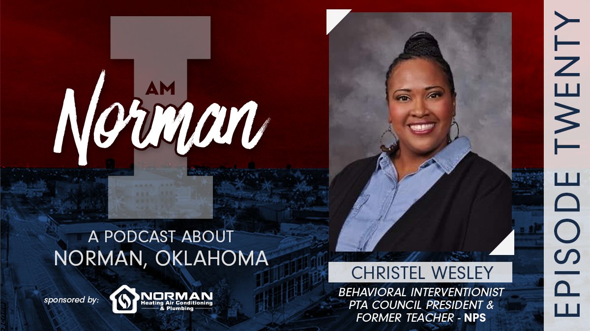 👩🏾‍🏫 The School Episode 👨‍🎓
Christel Wesley is a former teacher, currently serving as a Behavioral Interventionist AND is the president of Norman Public Schools' PTA Council, overseeing all 18 of Norman's PTAs.

Listen: apple.co/36dGTKN