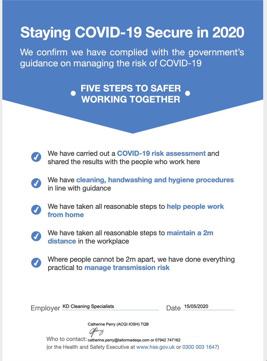 keithdugard's tweet photo. Covid-19 Cleaning Protocols approved by HSE.  Stay safe with us. https://t.co/S8tQl2O9RV