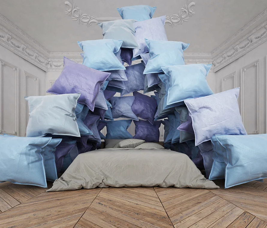 rogerpthomas's tweet photo. I love this installation "Pyramid Pillow" by French artist Cyril Lancelin (@town.and.concrete), who created this immersive pillow sculpture to draw on the nostalgia of childhood pillow forts and encourage viewers to stay home. https://t.co/rfZuxtKC2m