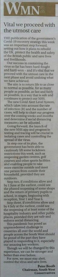 NDevonTories's tweet photo. Great piece in the @WMNNews by Peter Booth today. #proceedwithcare @ToryPressSW https://t.co/aoXQTZxgut