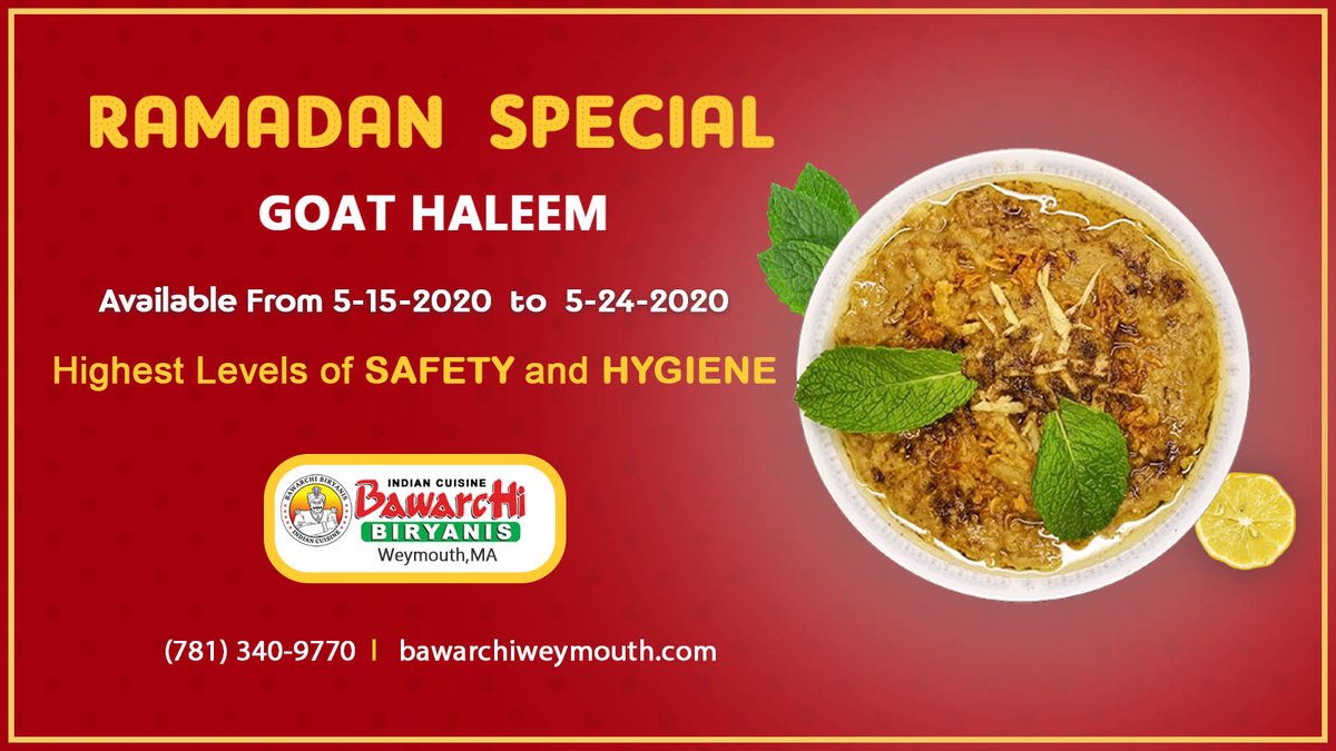 BawarchiMA's tweet photo. Ramadan Special "Haleem" is Available @Bawarchi! Relish your tastebuds with our lip-smacking #Goathaleem with authentic flavors of spices, meat, etc.... Order Now at
https://t.co/2dhcIKQqsy

#ramadanspecial #ramadan #ramadanhaleem #muttonhaleem #haleem https://t.co/RHNdgVT0cH