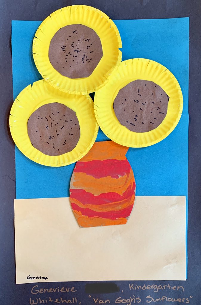 WhitehallART's tweet photo. Beautiful sunflowers based on Van Gogh’s Sunflowers by kindergarten. @WhitehallNASD #nasdproud https://t.co/tdvSwxiac7