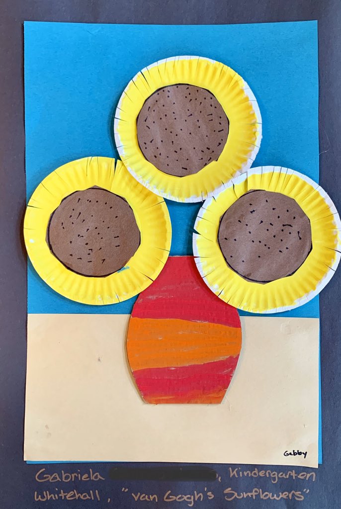 WhitehallART's tweet photo. Beautiful sunflowers based on Van Gogh’s Sunflowers by kindergarten. @WhitehallNASD #nasdproud https://t.co/tdvSwxiac7