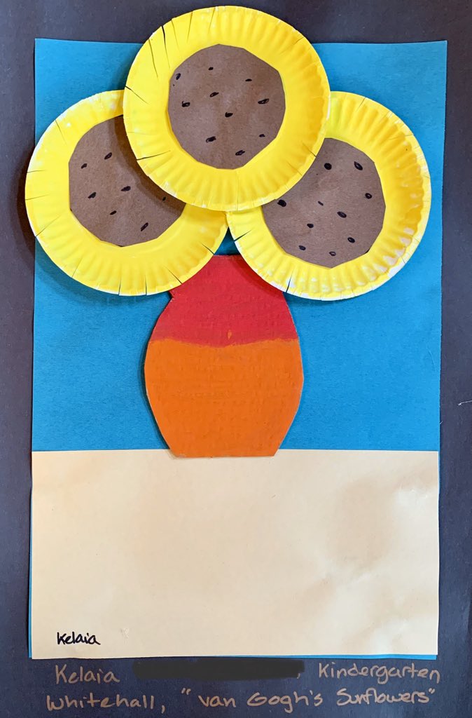 WhitehallART's tweet photo. Beautiful sunflowers based on Van Gogh’s Sunflowers by kindergarten. @WhitehallNASD #nasdproud https://t.co/tdvSwxiac7