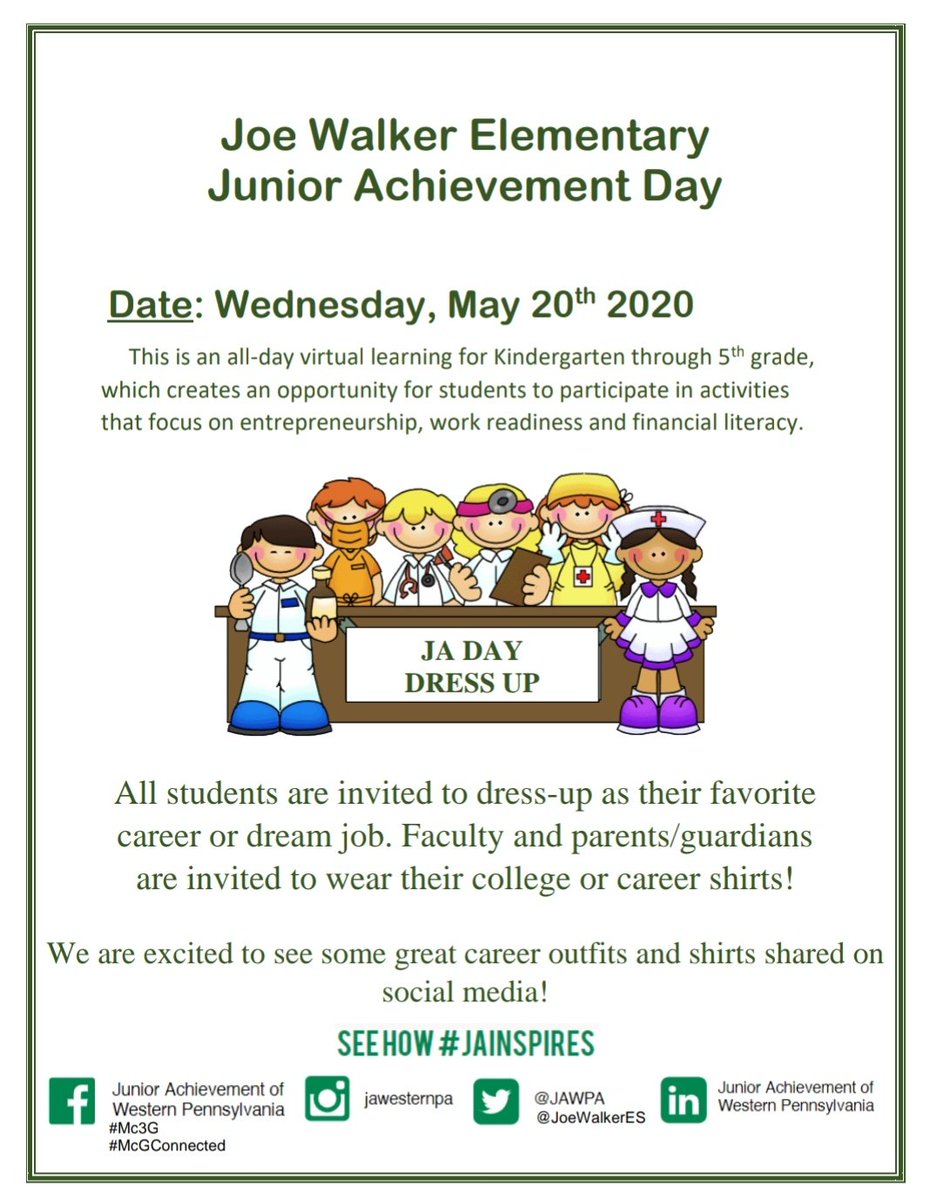 Save the date! Joe Walker's Virtual JA DAY is coming up next week on May 20th. <a href="/JoeWalkerES/">Joe Walker ES</a> <a href="/JAWPA/">JA_Western PA</a>