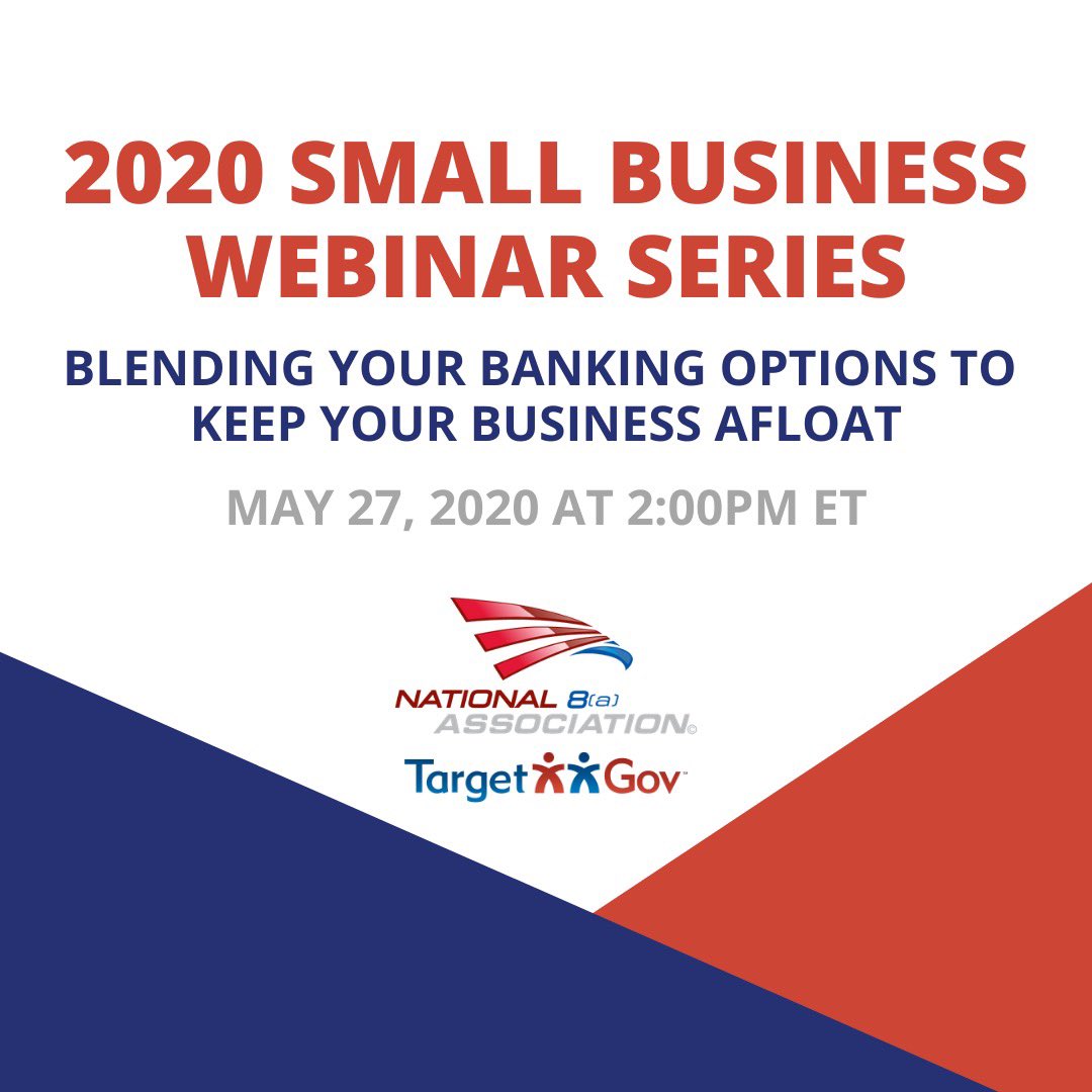 National8a's tweet image. Join on Wednesday, May 27th for a FREE webinar about Blending Your Banking Options to Keep Your Business Afloat. REGISTER: bit.ly/3fOSOTr

#8a #National8aAssociation #BOA #webinar #funding #options #Preparation #FederalGovernment #SmallBiz #BankOfAmerica #PPP #future