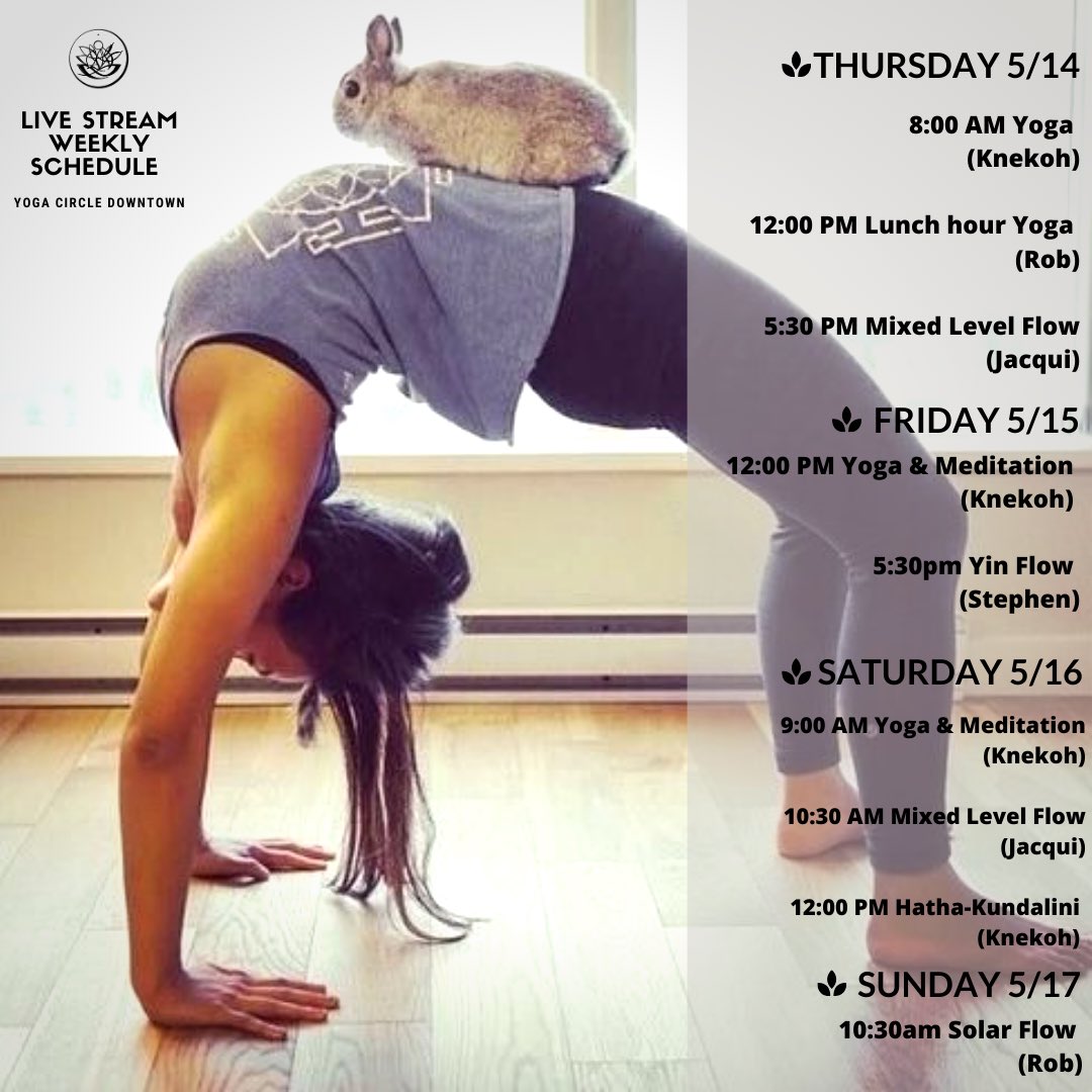 Close out the week &amp; flow into the weekend with us on YCD Live! DM/email admin@yogacircledowntown.com for Zoom link and password. 

All classes are donation-based. Thanks for all your support. 
Venmo: @ yogacircle
CashApp: $yogacircledowntown
PayPal: admin@yogacircledowntown.com