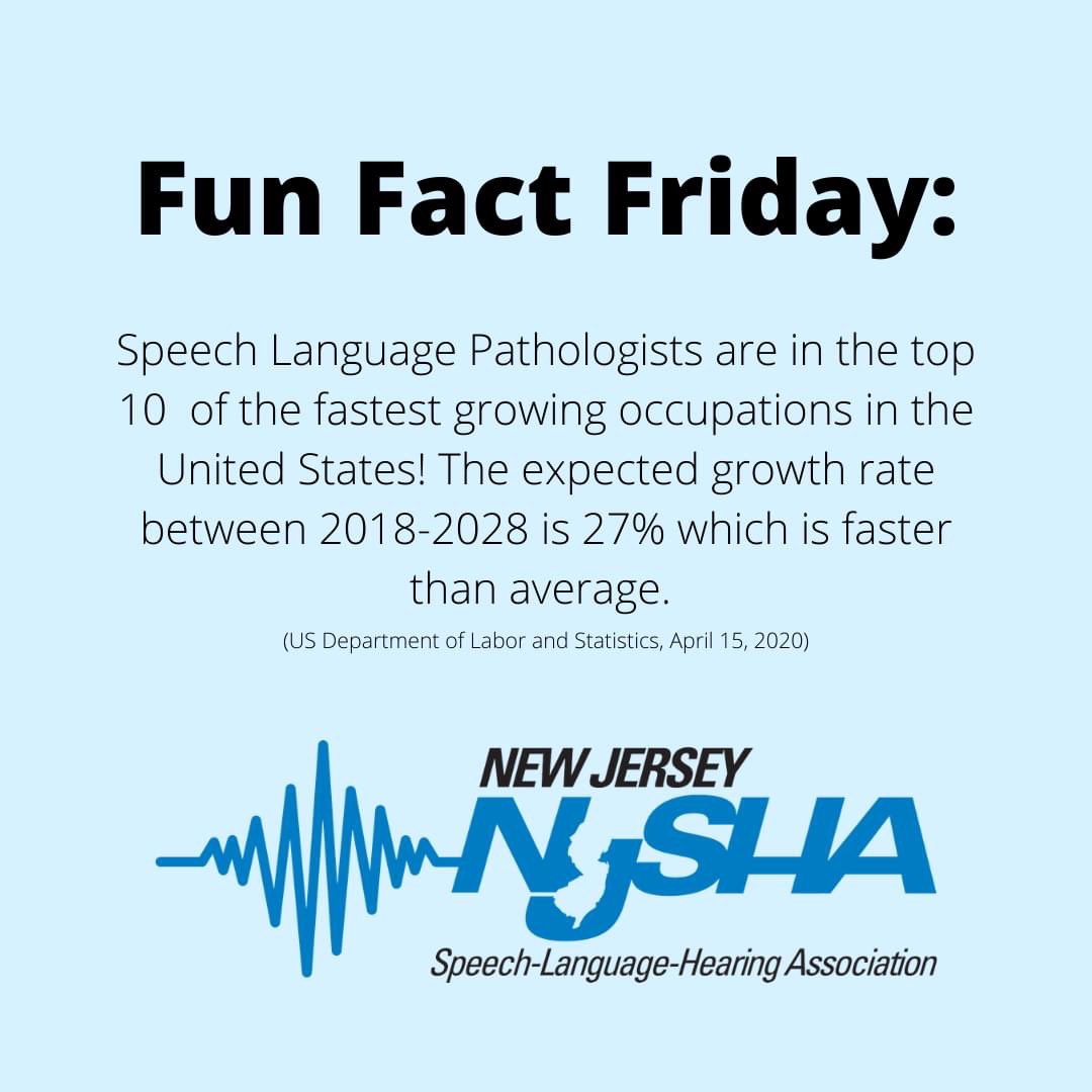 Check out our Friday Fun Fact! Did you know this about SLPs? #NJSHA #wearenjsha #funfact