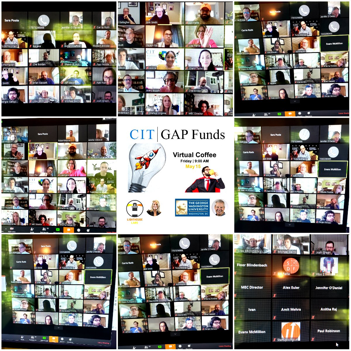 Big thanks to special guests Erin Powell Exec. Director <a href="/rvalighthouse/">Lighthouse Labs</a> &amp; Bob Smith Director <a href="/GWInnovate/">GW Innovation & Entrepreneurship</a> for joining us on the <a href="/CITGAPFunds/">CIT GAP Funds</a> Virtual Coffee Zoom Session this morning. Thank you also to all the #Virginia #entrepreneurs &amp; #innovators #VABiz #InThisTogether #CONNECT