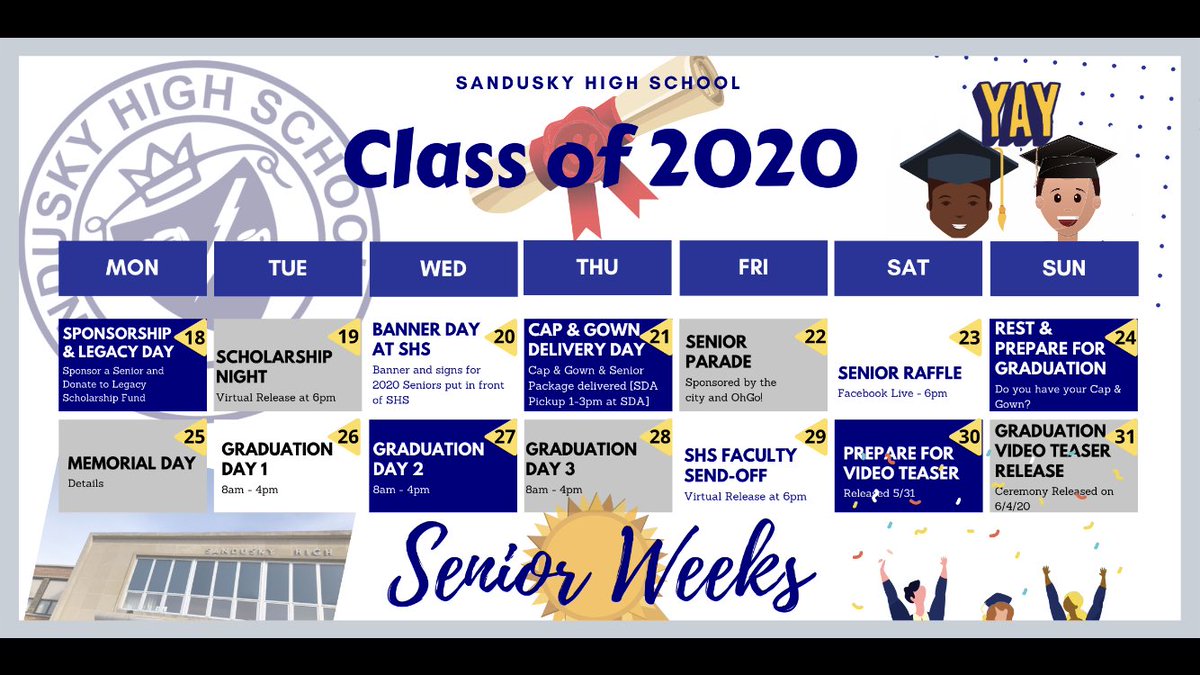SHS_Counselor's tweet photo. ⚡️🎓SENIOR WEEKS🎓⚡️@Sandusky_2020 https://t.co/tUygYZyikh