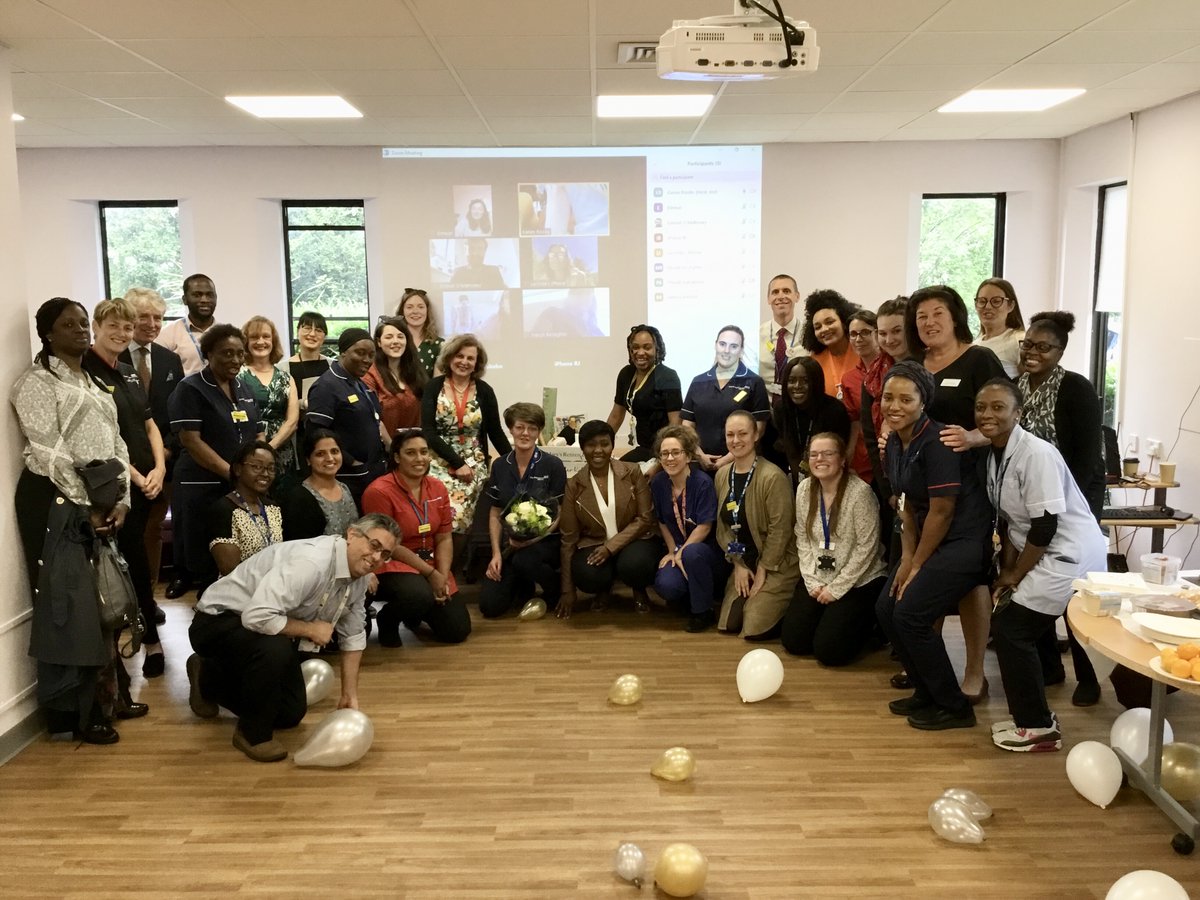 croydonhealth's tweet photo. Our super #midwife Mary O’Mahoney is retiring! She's been with us here in Croydon since 1988 (and with the NHS since 1981). Mums and colleagues love her. She's been great for our performance. And she's still our 'poster girl', as she's on the huge banner in front of our hospital! https://t.co/hrqFuwRIzp