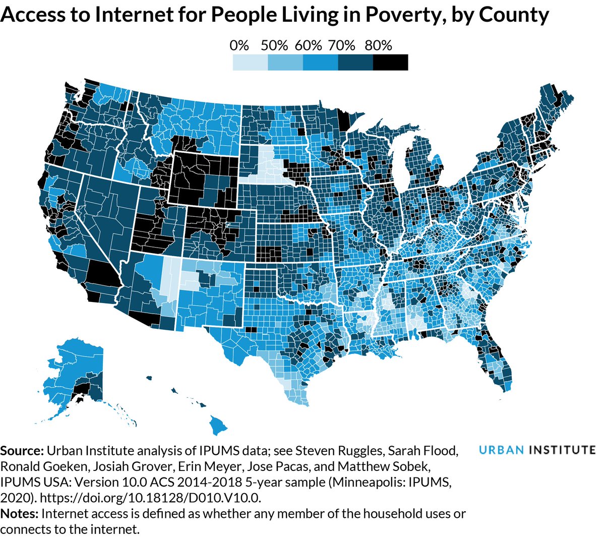 urbaninstitute's tweet photo. Internet access for people living in poverty varies considerably across the US: https://t.co/q4gCwL2tog (via @MattGerken) https://t.co/n1Q4PPTa30