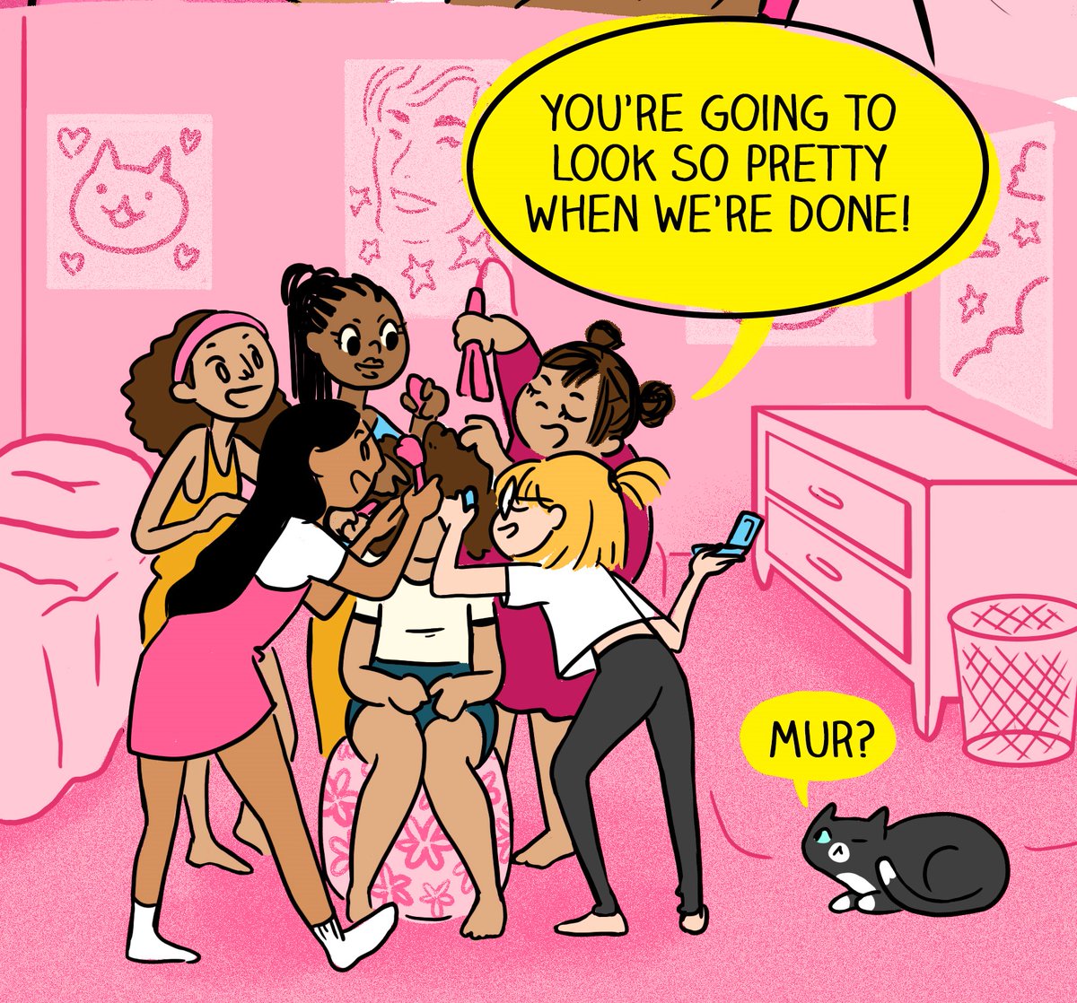 NicoleBoose's tweet photo. Tween makeover! What could possibly go wrong??? 
Coming this June in the @ProjectInsider anthology: words by @StorySequence, art by @NotAmalia, letters by @EricaSchultz42.  https://t.co/qAmMiG13Wi https://t.co/kKcU14eR0Z