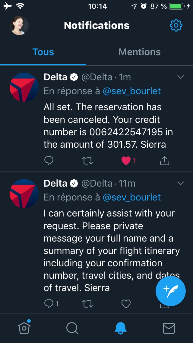 sev_bourlet's tweet photo. @Delta Hello, I was issued a credit but don’t seem able to redeem it. Please can you help me? 😃 https://t.co/9HbkroHfEy