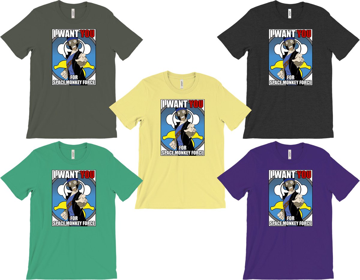 PWSpaceMonkey's tweet photo. New #SpaceMonkeyForce t-shirt (designed by @2SourBrian 🤗) available in 5 colours (image 1) here:
https://t.co/eAPwNP2uJB

What colour (image 2-Monkey mockups) should I put on PWT??
Vote below!!
🐵
👕 https://t.co/nag9cI1lPH