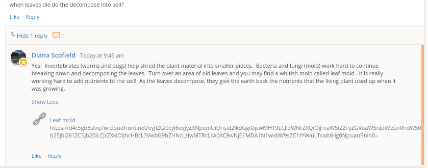 Lauren_P8's tweet image. Giving a shout out to our expert guest, Mrs. Scofield, a retired earth science T from @BHSMarlins. She&apos;s enriching our G3 Ss learning during their soil unit by responding to a Q&amp;amp;A @Schoology discussion post. TY for sharing your knowledge! @vbschools #vbits #vbalwayslearning