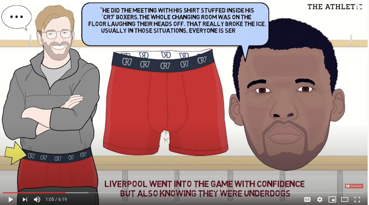 Perhaps Klopp's greatest skill: He is willing to take risks!He is truly comfortable in his own skin, and owns it all, and his players revere him for it. See screen shot below how Klopp gave his pre game speech to settle the mood: