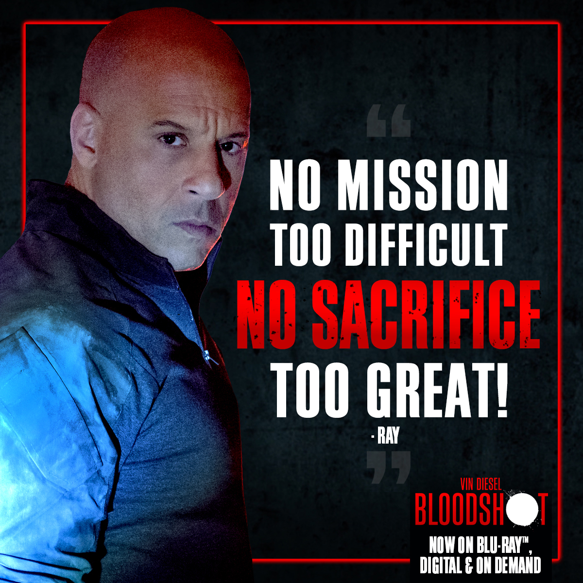 Every move counts, no mission is too small. Experience #Bloodshot on Digital, Blu-ray &amp; On-Demand Now!
bit.ly/BloodshotTW-