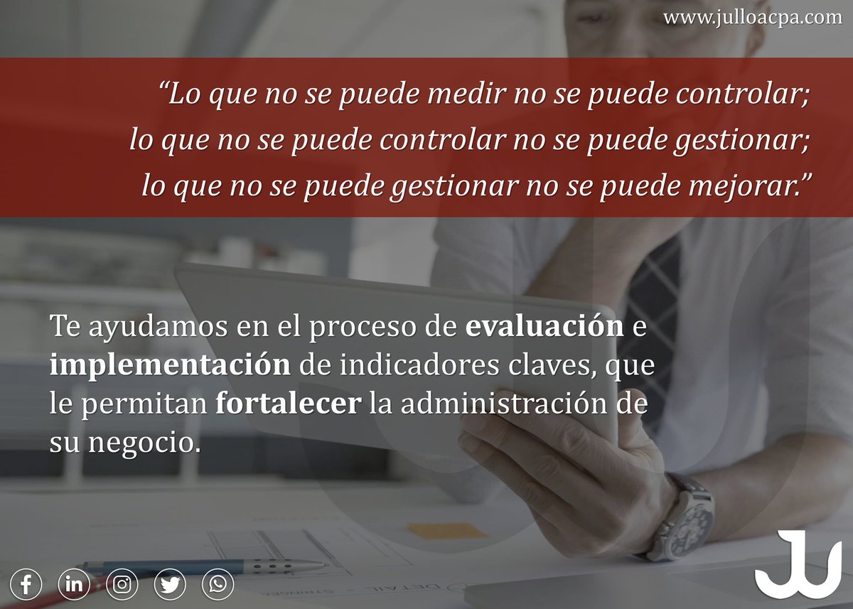 jsulloacpa's tweet photo. Te asesoramos en la evaluación, diseño e implementación de indicadores de gestión adecuados para tu negocio.

✉️ jsu@julloacpa.com
📞 099 616 5209
🌐 https://t.co/hZFsWB7wzO

#KPIs #Outsourcing #Consultoría
#ControlInterno #Riesgos #Reactivación #Auditoría #JSUlloaCPA https://t.co/d1jUypvBS6