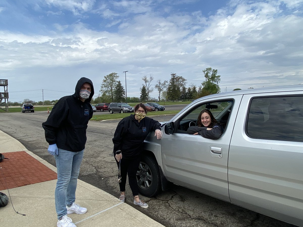 HilliardSchools's tweet photo. Last day of high school looks very different for the class of 2020!  But iPad turn in is going strong. @DavidsonHS @Hilliard_Darby @BradleyHS #Ready4Tomorrow https://t.co/YgEPPT9zjg