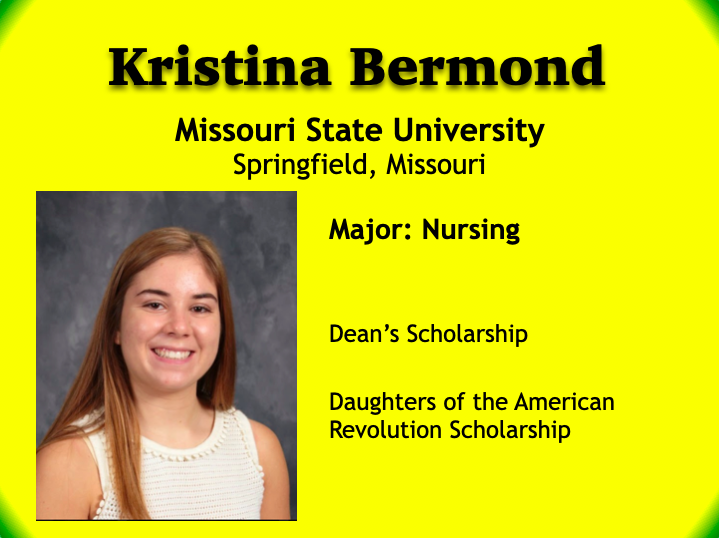 SMSSeniors2020's tweet photo. Congratulations to Kristina Bermond, who will attend Missouri State University to major in Nursing! Kristina is the recipient of the Dean's Scholarship and the Daughters of the American Revolution Scholarship. @MissouriState #SMSSeniorSigning2020 https://t.co/7PTwOOBwcV