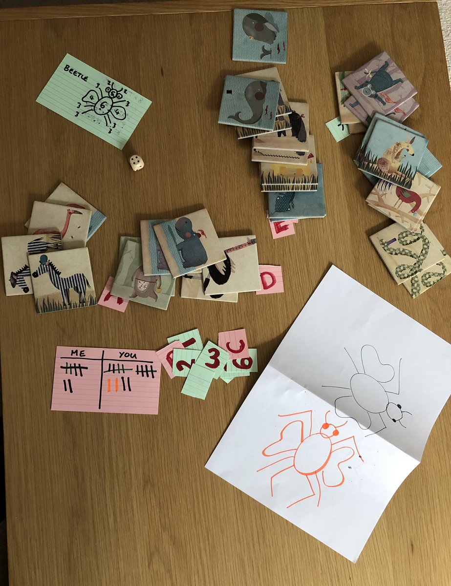 SophieGooner's tweet photo. Totally my day today in the virtual mentoring #lockdownleague though I still have a way to go. Triumphed in a game requiring zero skill and all luck (Beetle), Memory #crickednecktogetlaptopangle and #gasp even won Top Trumps! #messytable https://t.co/qSCDtaah3h